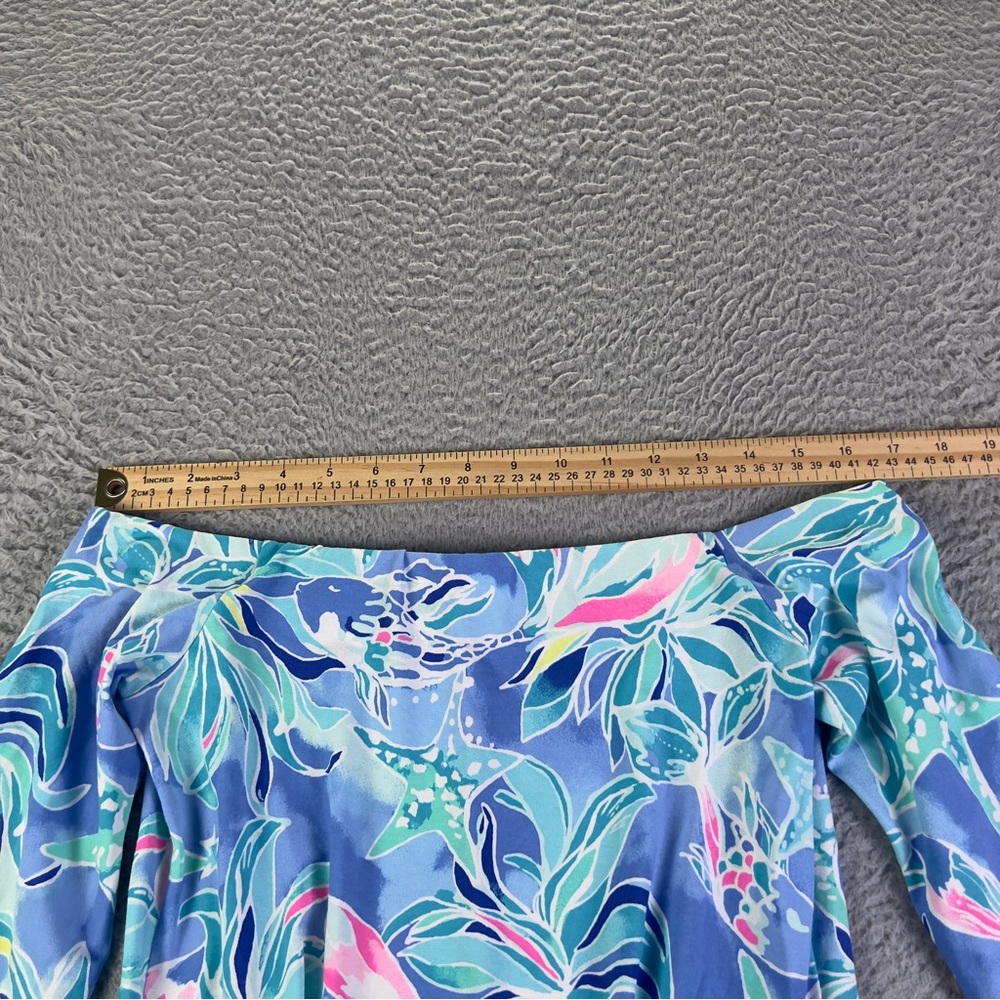 Lilly Pulitzer Laurana Off the Shoulder Dress Womens Small Bennet Blue Seas - Picture 4 of 10
